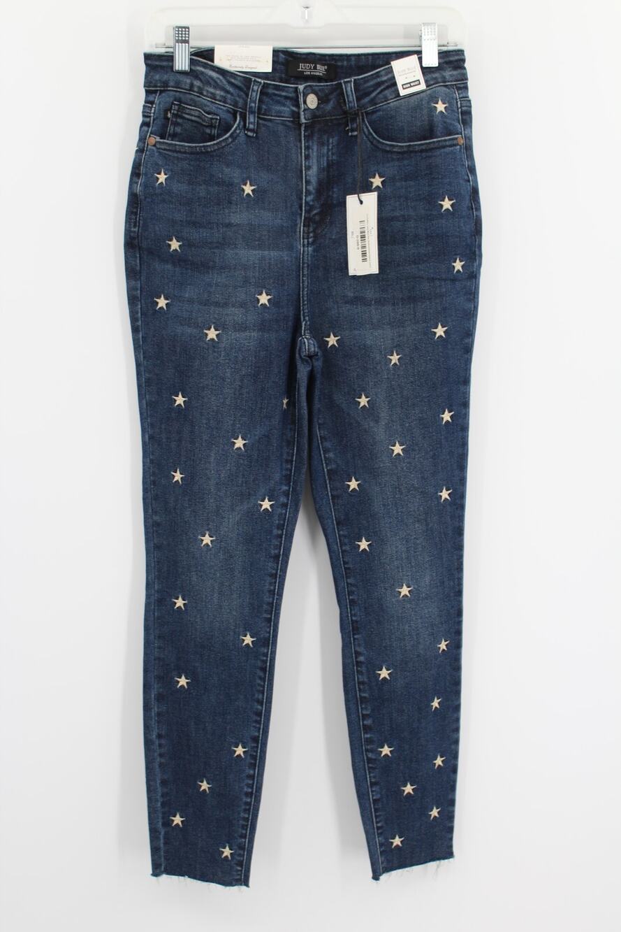 Judy Blue High Rise Star Embroidery Skinny Jeans size 9/29 NEW